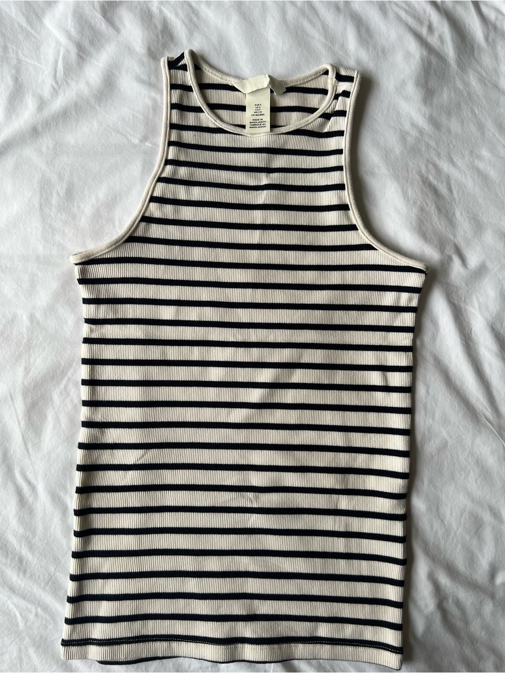 H&M Black and White Striped Ribbed Tank Top
